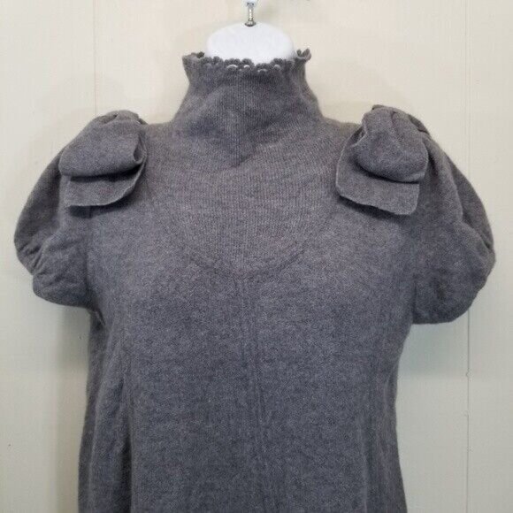 Moth SMALL Gray Jay Wool Sweater Dress Bows Anthropologie Merino Wool Blend - Picture 2 of 4